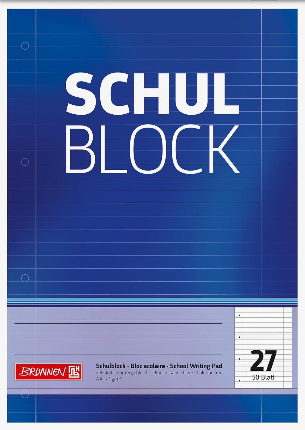Brunnen school pad A4 Lin27 50 sheets 1 piece 1 pack