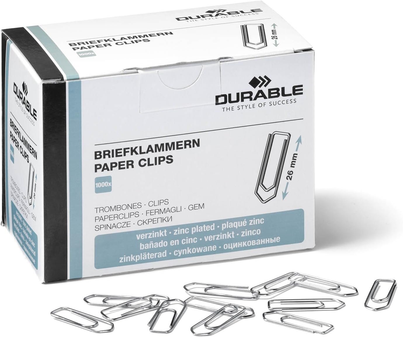 Durable paper clips 26 mm 1000 pieces galvanized 120725