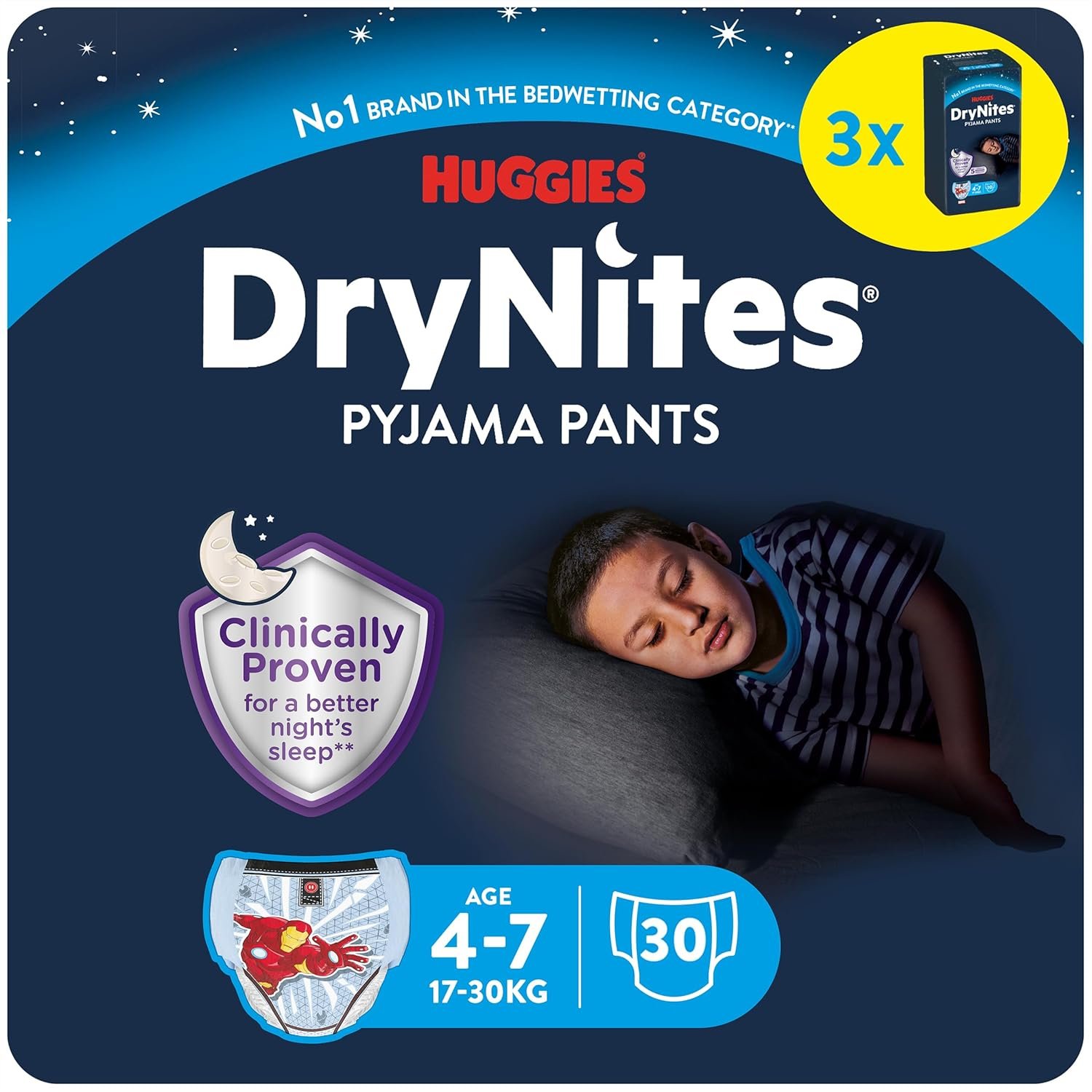 HUGGIES DryNites absorbent night diapers for bedwetting for boys 4 7 years 17 30 kg 3 x 10 pieces 30 diaper pants diaper pants diaper briefs