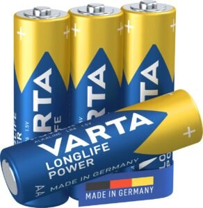 VARTA AA batteries 4 pieces Longlife Power alkaline 1.5V ideal for toys wireless mice flashlights Made in Germany